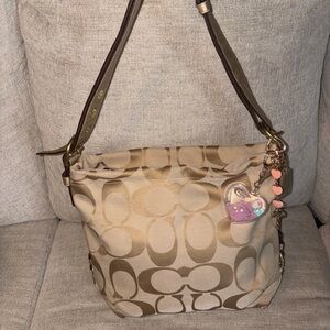 Coach Signature Shoulder Bag in Tan and Brown